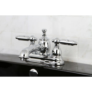 Georgian Double-Handle 3-Hole Deck Mount 4-Inch Centerset Bathroom Faucet with Brass Pop-Up