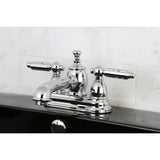 Georgian Double-Handle 3-Hole Deck Mount 4-Inch Centerset Bathroom Faucet with Brass Pop-Up