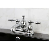 Naples Double-Handle 3-Hole Deck Mount 4-Inch Centerset Bathroom Faucet with Brass Pop-Up