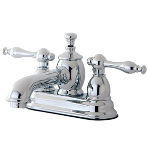 Naples Double-Handle 3-Hole Deck Mount 4-Inch Centerset Bathroom Faucet with Brass Pop-Up