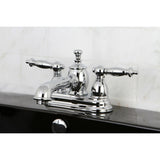 Templeton Double-Handle 3-Hole Deck Mount 4-Inch Centerset Bathroom Faucet with Brass Pop-Up