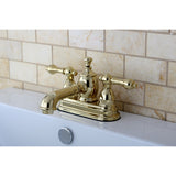 English Country Double-Handle 3-Hole Deck Mount 4-Inch Centerset Bathroom Faucet with Brass Pop-Up