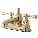 Vintage Double-Handle 3-Hole Deck Mount 4-Inch Centerset Bathroom Faucet with Brass Pop-Up