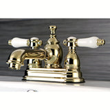 Bel-Air Double-Handle 3-Hole Deck Mount 4-Inch Centerset Bathroom Faucet with Brass Pop-Up