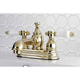 Bel-Air Double-Handle 3-Hole Deck Mount 4-Inch Centerset Bathroom Faucet with Brass Pop-Up