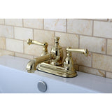 Royale Double-Handle 3-Hole Deck Mount 4-Inch Centerset Bathroom Faucet with Brass Pop-Up