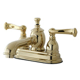 Royale Double-Handle 3-Hole Deck Mount 4-Inch Centerset Bathroom Faucet with Brass Pop-Up