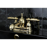 Georgian Double-Handle 3-Hole Deck Mount 4-Inch Centerset Bathroom Faucet with Brass Pop-Up