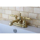 Georgian Double-Handle 3-Hole Deck Mount 4-Inch Centerset Bathroom Faucet with Brass Pop-Up