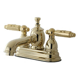 Georgian Double-Handle 3-Hole Deck Mount 4-Inch Centerset Bathroom Faucet with Brass Pop-Up