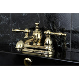 Naples Double-Handle 3-Hole Deck Mount 4-Inch Centerset Bathroom Faucet with Brass Pop-Up