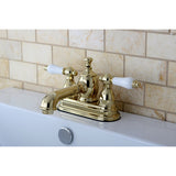 English Country Double-Handle 3-Hole Deck Mount 4-Inch Centerset Bathroom Faucet with Brass Pop-Up