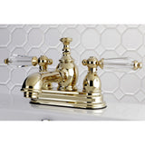 Wilshire Double-Handle 3-Hole Deck Mount 4-Inch Centerset Bathroom Faucet with Brass Pop-Up