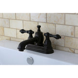 English Country Double-Handle 3-Hole Deck Mount 4-Inch Centerset Bathroom Faucet with Brass Pop-Up