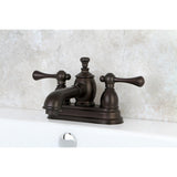 Vintage Double-Handle 3-Hole Deck Mount 4-Inch Centerset Bathroom Faucet with Brass Pop-Up