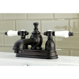 Bel-Air Double-Handle 3-Hole Deck Mount 4-Inch Centerset Bathroom Faucet with Brass Pop-Up