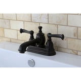 Royale Double-Handle 3-Hole Deck Mount 4-Inch Centerset Bathroom Faucet with Brass Pop-Up