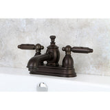 Georgian Double-Handle 3-Hole Deck Mount 4-Inch Centerset Bathroom Faucet with Brass Pop-Up