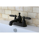 Georgian Double-Handle 3-Hole Deck Mount 4-Inch Centerset Bathroom Faucet with Brass Pop-Up