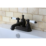 English Country Double-Handle 3-Hole Deck Mount 4-Inch Centerset Bathroom Faucet with Brass Pop-Up