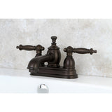 Templeton Double-Handle 3-Hole Deck Mount 4-Inch Centerset Bathroom Faucet with Brass Pop-Up