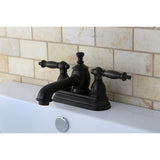 Templeton Double-Handle 3-Hole Deck Mount 4-Inch Centerset Bathroom Faucet with Brass Pop-Up