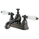 Wilshire Double-Handle 3-Hole Deck Mount 4-Inch Centerset Bathroom Faucet with Brass Pop-Up