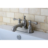 Vintage Double-Handle 3-Hole Deck Mount 4-Inch Centerset Bathroom Faucet with Brass Pop-Up