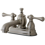 Vintage Double-Handle 3-Hole Deck Mount 4-Inch Centerset Bathroom Faucet with Brass Pop-Up