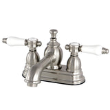 Bel-Air Double-Handle 3-Hole Deck Mount 4-Inch Centerset Bathroom Faucet with Brass Pop-Up