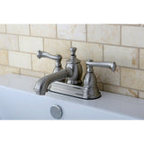 Royale Double-Handle 3-Hole Deck Mount 4-Inch Centerset Bathroom Faucet with Brass Pop-Up