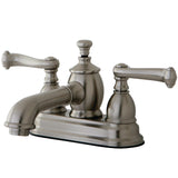 Royale Double-Handle 3-Hole Deck Mount 4-Inch Centerset Bathroom Faucet with Brass Pop-Up