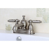 Georgian Double-Handle 3-Hole Deck Mount 4-Inch Centerset Bathroom Faucet with Brass Pop-Up