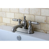 Georgian Double-Handle 3-Hole Deck Mount 4-Inch Centerset Bathroom Faucet with Brass Pop-Up