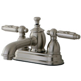 Georgian Double-Handle 3-Hole Deck Mount 4-Inch Centerset Bathroom Faucet with Brass Pop-Up