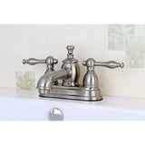 Naples Double-Handle 3-Hole Deck Mount 4-Inch Centerset Bathroom Faucet with Brass Pop-Up