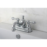 English Country Double-Handle 3-Hole Deck Mount 4-Inch Centerset Bathroom Faucet with Brass Pop-Up