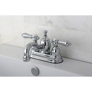 Heirloom Double-Handle 3-Hole Deck Mount 4-Inch Centerset Bathroom Faucet with Brass Pop-Up