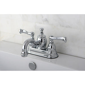 Royale Double-Handle 3-Hole Deck Mount 4-Inch Centerset Bathroom Faucet with Brass Pop-Up