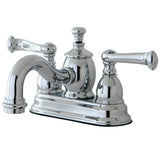 Royale Double-Handle 3-Hole Deck Mount 4-Inch Centerset Bathroom Faucet with Brass Pop-Up