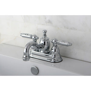 Georgian Double-Handle 3-Hole Deck Mount 4-Inch Centerset Bathroom Faucet with Brass Pop-Up