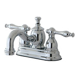 Naples Double-Handle 3-Hole Deck Mount 4-Inch Centerset Bathroom Faucet with Brass Pop-Up