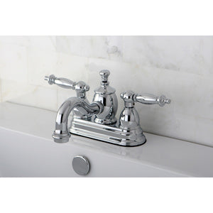 Templeton Double-Handle 3-Hole Deck Mount 4-Inch Centerset Bathroom Faucet with Brass Pop-Up