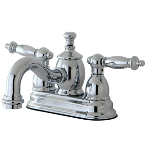 Templeton Double-Handle 3-Hole Deck Mount 4-Inch Centerset Bathroom Faucet with Brass Pop-Up