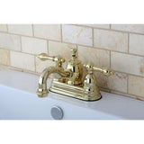 English Country Double-Handle 3-Hole Deck Mount 4-Inch Centerset Bathroom Faucet with Brass Pop-Up