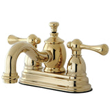 Vintage Double-Handle 3-Hole Deck Mount 4-Inch Centerset Bathroom Faucet with Brass Pop-Up