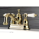 Bel-Air Double-Handle 3-Hole Deck Mount 4-Inch Centerset Bathroom Faucet with Brass Pop-Up