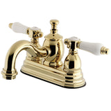 Bel-Air Double-Handle 3-Hole Deck Mount 4-Inch Centerset Bathroom Faucet with Brass Pop-Up