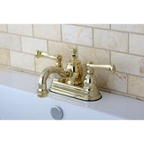 Royale Double-Handle 3-Hole Deck Mount 4-Inch Centerset Bathroom Faucet with Brass Pop-Up