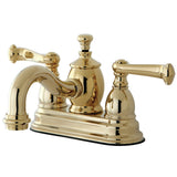 Royale Double-Handle 3-Hole Deck Mount 4-Inch Centerset Bathroom Faucet with Brass Pop-Up